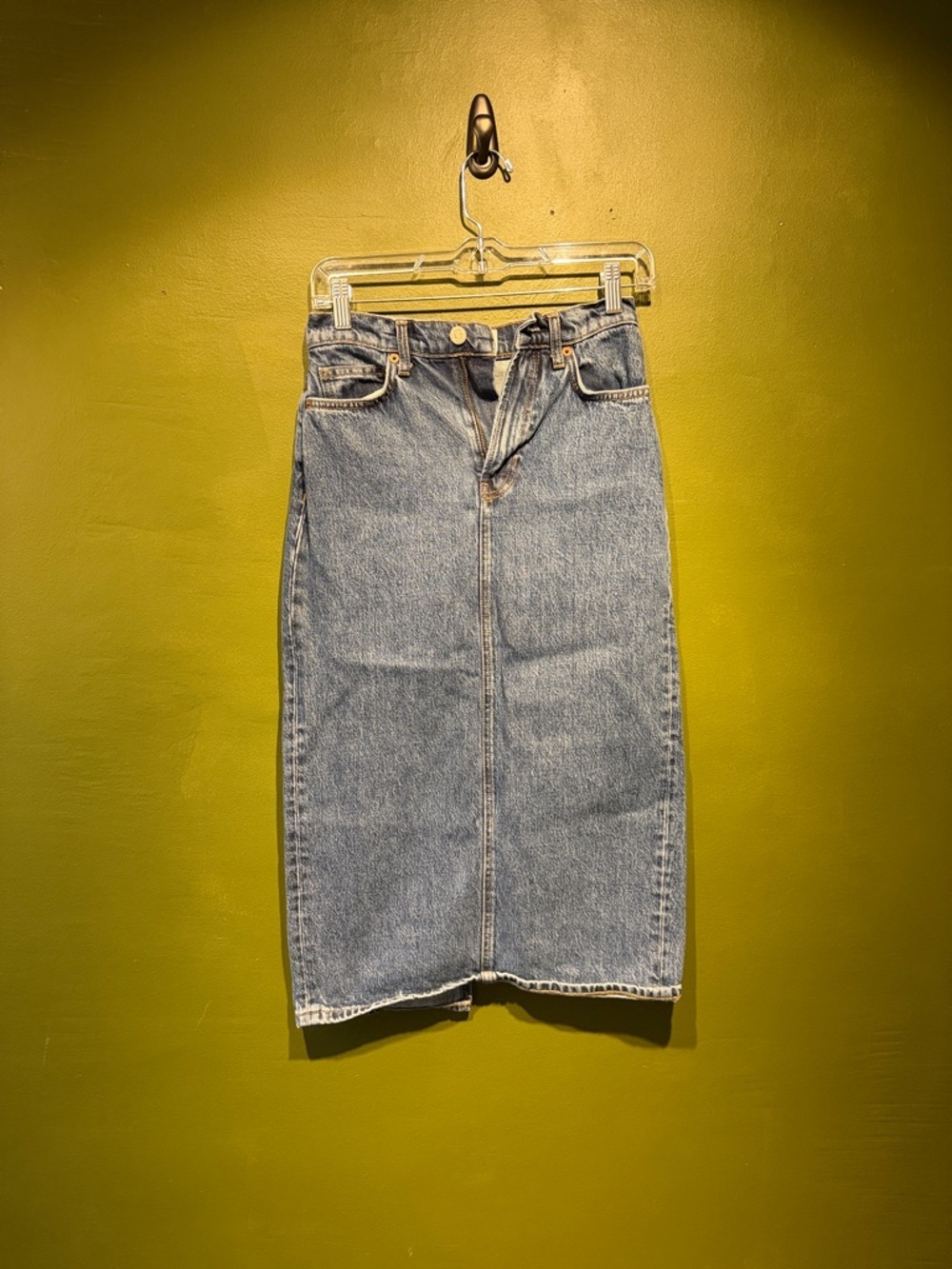 Reformation Jayde High-Rise Organic Denim Midi Skirt